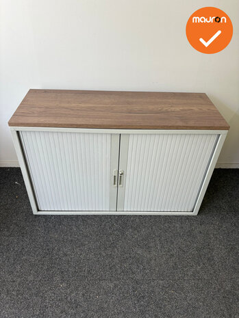 Roldeurkast - Basic - 74x120x45cm - witgrijs - topblad naar keuze