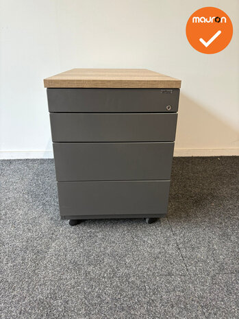Ladeblok - 57x42x76cm - Antraciet - 4 lades - metalen front - topblad naar keuze