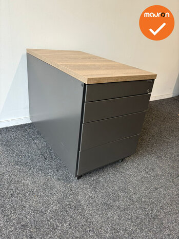 Ladeblok - 57x42x76cm - Antraciet - 4 lades - metalen front - topblad naar keuze