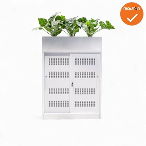 Schuifdeurkast -  Basic - Wit  - 105cm - Inclusief plantenbak