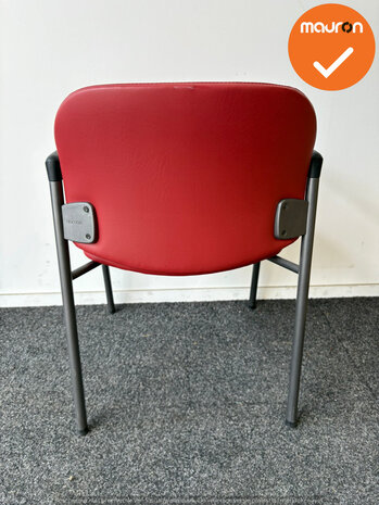 Vergaderstoel - Ahrend 320 - nieuw rood kunstleer - antraciet frame