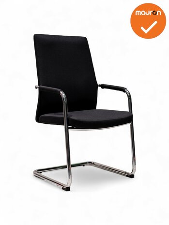 Vergaderstoel Helsinki - NIEUW - Zwart - Chrome onderstel