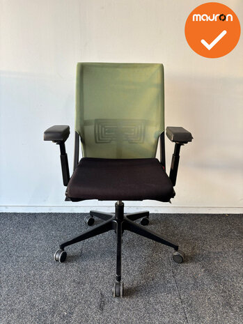 Haworth Comforto 59 - Groen netweave en zwarte zitting - Zwart voetkruis