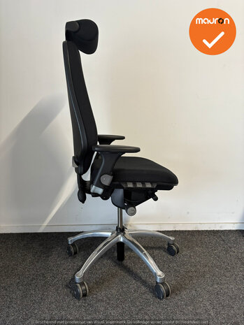 RH Logic 400 - Nieuwe zwarte stoffering  - Met hoofdsteun - Inclusief lendepomp - chrome voetkruis