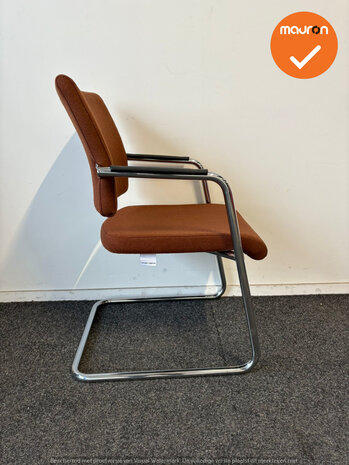 Rohde & Grahl - Vergaderstoel - Kastanjebruine stoffering - Chroom frame
