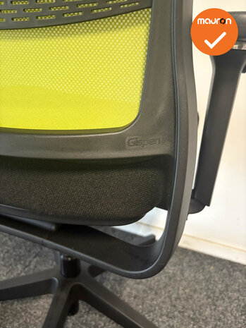 Gispen Zinn - 4D Armleggers - Zwart gestoffeerde zitting met groen netweave - zwart voetkruis