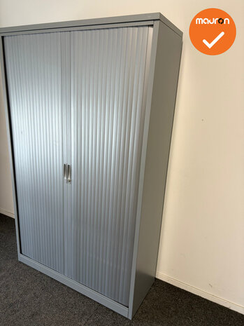 TDS Roldeurkast - 196x120x45cm - Zilvergrijs met kunststof zilvergrijze deuren 