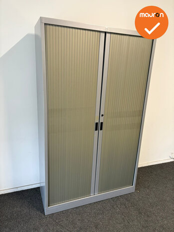 Roldeurkast S - 195x120x45 - Zilvergrijs met koperkleurige deuren