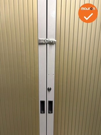 Roldeurkast S - B-keuze - 195x120x45 - Zilvergrijs met koperkleurige deuren