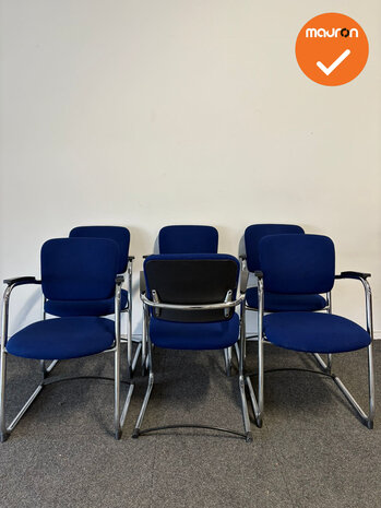 Set van 6 - Ahrend 4230 / 262 - Blauwe stoffering - Chrome frame