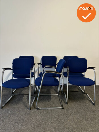 Set van 6 - Ahrend 4230 / 262 - Blauwe stoffering - Chrome frame