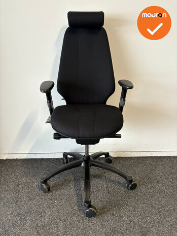 RH Logic 400 - Nieuwe zwarte stoffering  - Met hoofdsteun - Inclusief lendepomp - zwart voetkruis