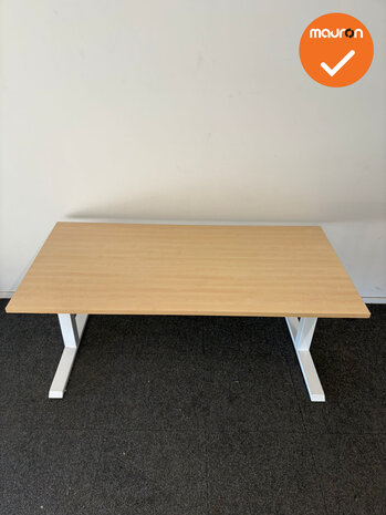 Actiforce SLS 200 - zit-sta bureau - wit onderstel - 160x80 - Ahorn blad of blad naar keuze
