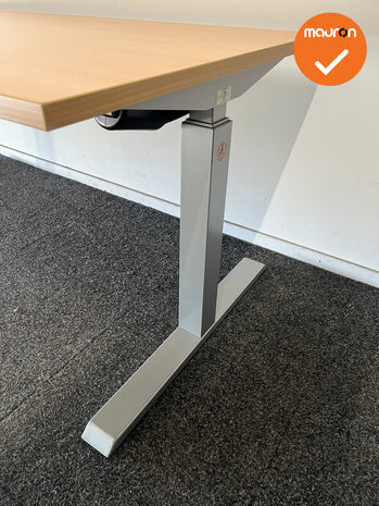 Actiforce - zit-sta bureau - zilvergrijs onderstel - 160x80 - Beuken blad