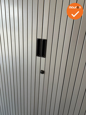 Roldeurkast Aspa  - Zilvergrijs - 195x120x47cm - Zilvergrijs met grijze metalen deuren