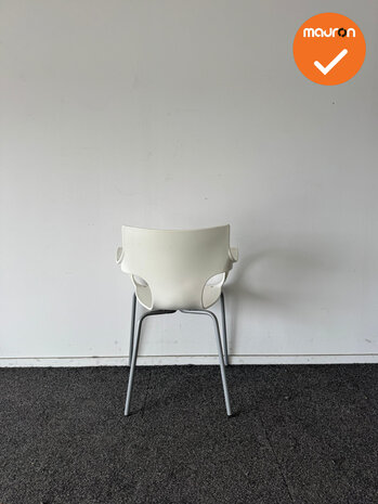 Design Vergaderstoel ACTA - Wit kunststof - Zilvergrijs onderstel 