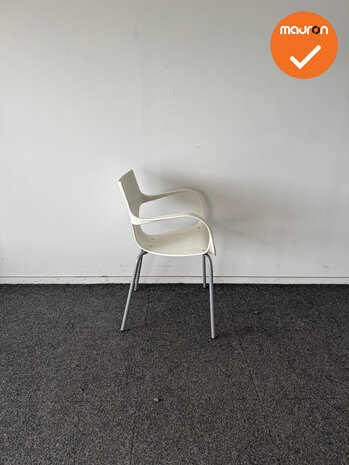 Design Vergaderstoel ACTA - Wit kunststof - Zilvergrijs onderstel 