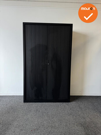 Roldeurkast - BASIC - 198x120x45cm - Zwart met zwarte kunststof deuren 