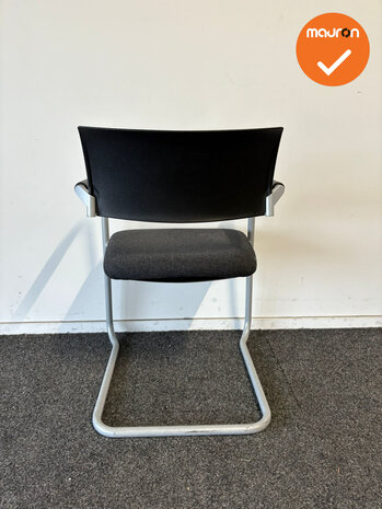 Dauphin vergaderstoel - Antraciet gem&ecirc;leerde zitting - grijs slede onderstel