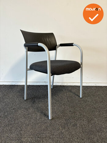 Dauphin vergaderstoel - Antraciet gem&ecirc;leerde zitting - grijs 4-poots onderstel