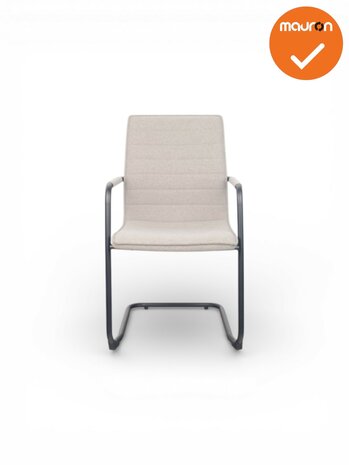 Jarvis luxe vintage sledestoel - Denver stoffering -  stapelbaar - lichtgrijs