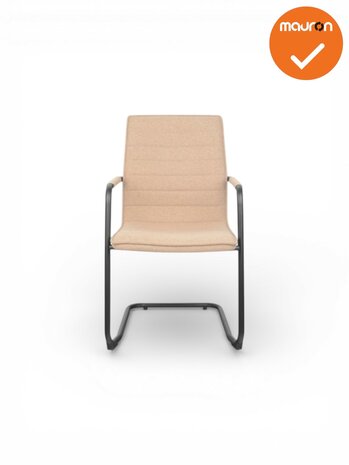 Jarvis luxe vintage sledestoel - Denver stoffering -  stapelbaar - lichtbruin