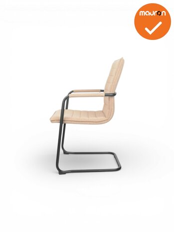 Jarvis luxe vintage sledestoel - Denver stoffering -  stapelbaar - lichtbruin