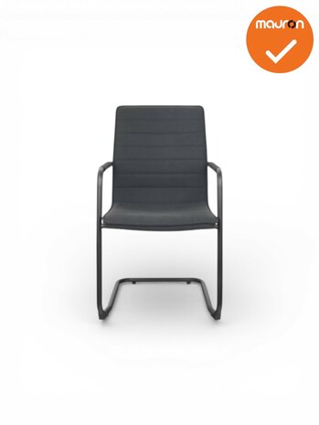 Jarvis luxe vintage sledestoel - Denver stoffering -  stapelbaar - zwart