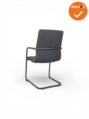 Jarvis luxe vintage sledestoel - Denver stoffering -  stapelbaar - zwart