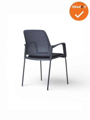 Vergaderstoel Friso - stapelbare vierpootstoel -  met armleuningen