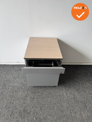 Ahrend Ladeblok - 57x42x56cm - Zilvergrijs - 3 lades - Grijs eiken topblad