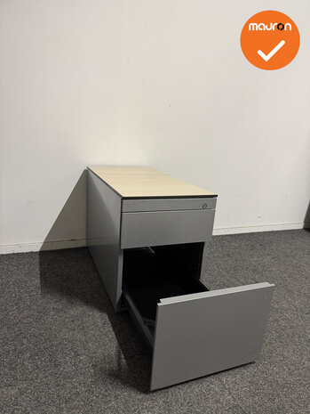 Ahrend Ladeblok - 53x42x80cm - Zilvergrijs - 3 lades - eiken topblad