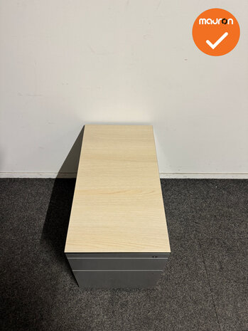 Ahrend Ladeblok - 53x42x80cm - Zilvergrijs - 3 lades - eiken topblad