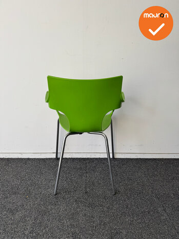 Design Vergaderstoel ACTA - Groen kunststof - Zilvergrijs onderstel 