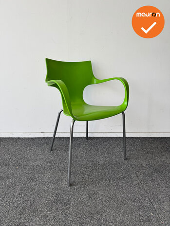 Design Vergaderstoel ACTA - Groen kunststof - Zilvergrijs onderstel 