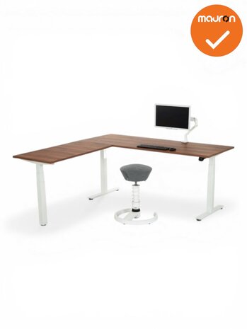 Mauforce zit-sta hoekbureau - Cognac Walnoten