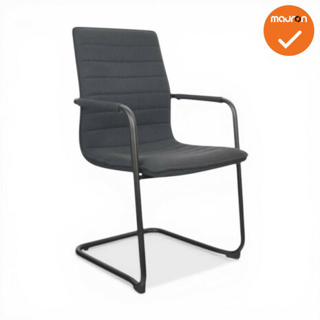 Jarvis luxe vintage sledestoel - Denver stoffering -  stapelbaar - zwart