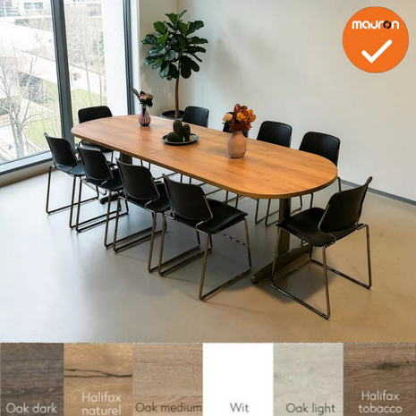 Ahrend vergadertafel - 300x100cm - Ovaal - bladkleur naar keuze