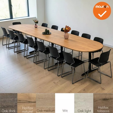 Ahrend vergadertafel - 555x100cm - Ovaal - bladkleur naar keuze