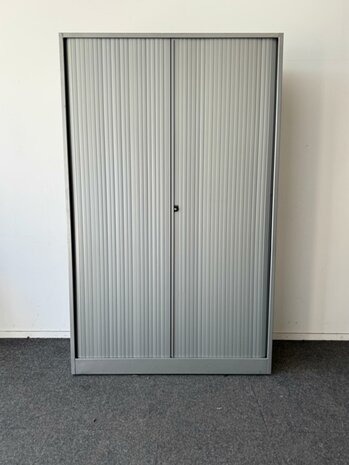 Roldeurkast - Ahrend - 195x120x45cm - Zilvergrijs met zilvergrijze kunststof roldeuren - B-KEUZE