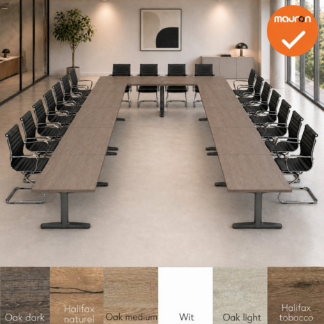 Ahrend Mehes vergadertafel - 720x320 - U-vorming - Bladkleur naar keuze 