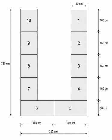 Ahrend Mehes vergadertafel - 720x320 - U-vorming - Bladkleur naar keuze 