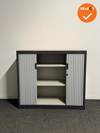 Aspa - Roldeurkast - 105x120x47 cm - Antraciet/Lichtgrijs - Refurbished