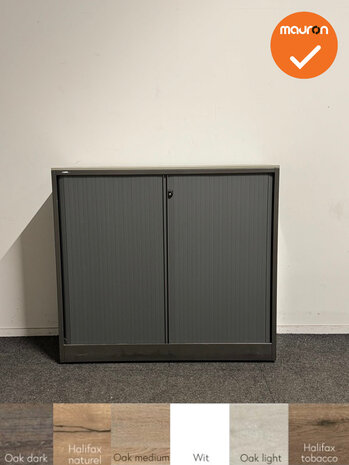 Ahrend - Roldeurkast - 110x120x45 cm - Antracietgrijs - Grijze deuren