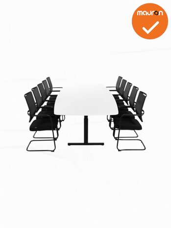 WitTube - Vergadertafel - 320x120 - Bootvormig - Zwart - Nieuw