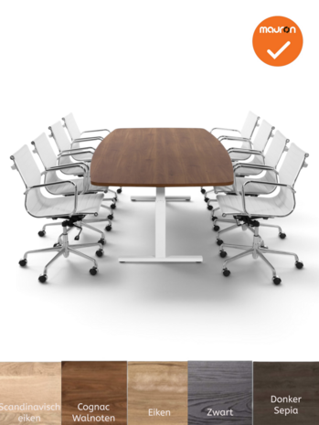 Tube - Vergadertafel - 220x110 - Bootvormig - Wit - Nieuw