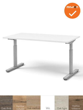 Mauforce Bureau - Handmatig verstelbaar - Zilvergrijs onderstel - 140x80
