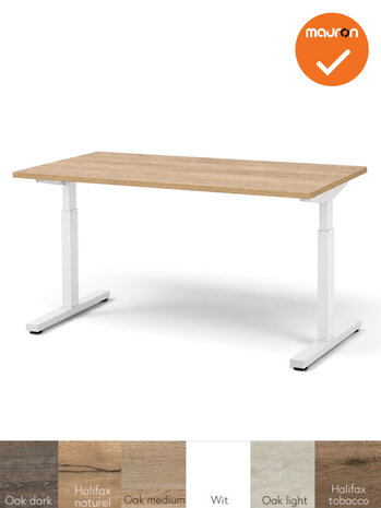 Mauforce Bureau - Handmatig verstelbaar - Wit onderstel - 200x80