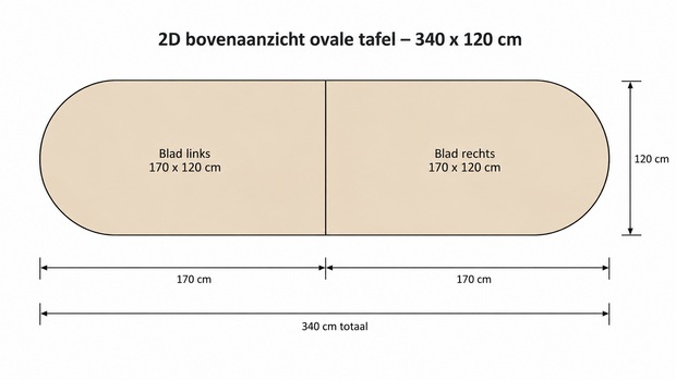 Ahrend vergadertafel - 340x120cm - Ovaal - Oak Medium