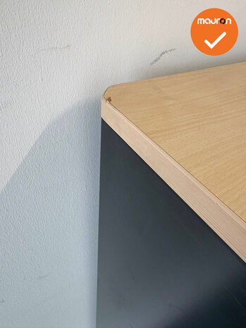 TDS Roldeurkast - 110x120x47cm - B-Keuze - Zwart met gijze kunststof deuren